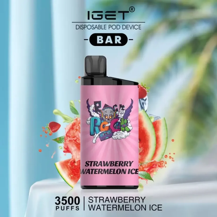 IGET Bar 3500 Puffs - Strawberry Watermelon Low Nicotine Disposable Vape Buy Online Australia Authentic & Rechargeable