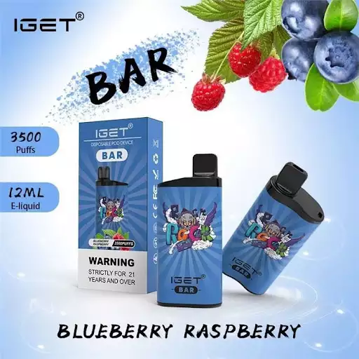 IGET BAR 3500 Puffs - Blueberry Raspberry Low Nicotine Disposable Vape Pen Authentic & Original Buy Online from Australian Warehouse