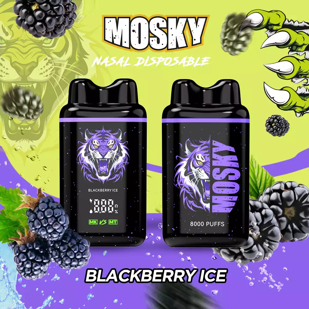 MOSKY NASAL 8000 Puffs Blueberry Ice Disposable Vape Pen - Low Nicotine, Rechargeable, Authentic & Original - Buy Online in Australia from Local Warehouse