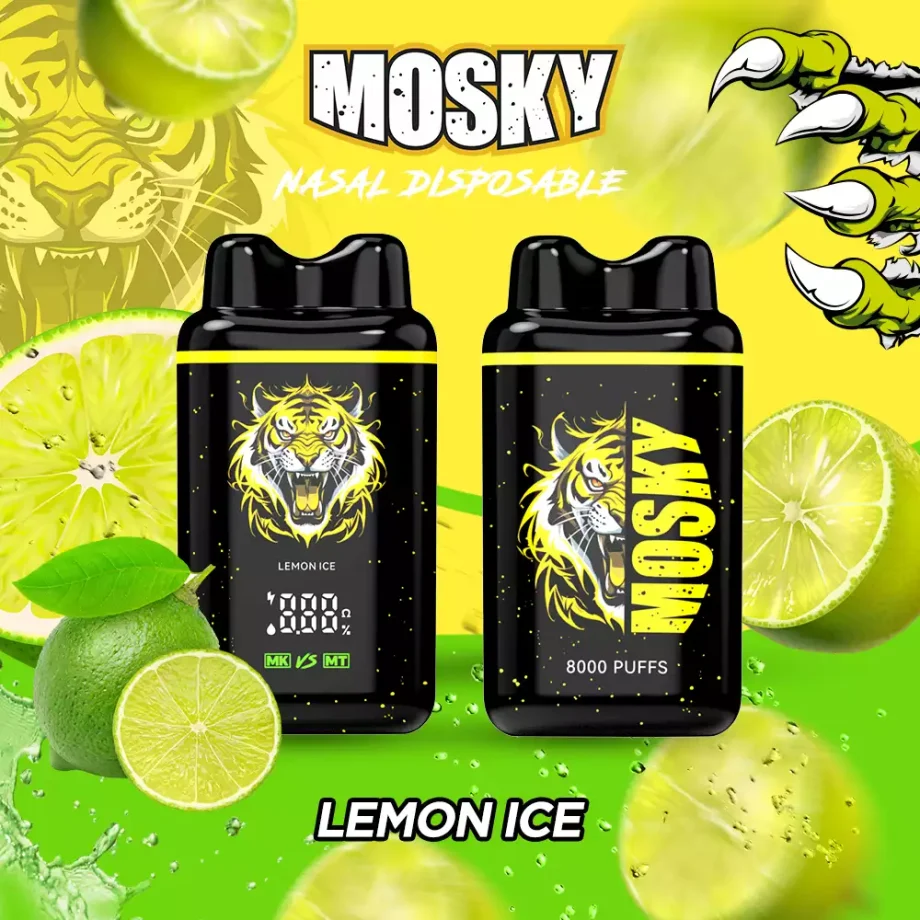 MOSKY NASAL 8000 Puffs Lemon Ice Low Nicotine Rechargeable Disposable Vape Pen – Authentic & Original – Buy from Australian Warehouse