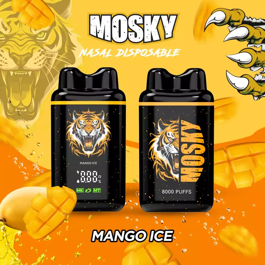 MOSKY NASAL 8000 Puffs Mango Ice Disposable Vape - Low Nicotine, Rechargeable, Authentic & Original - Buy Online from Australian Warehouse