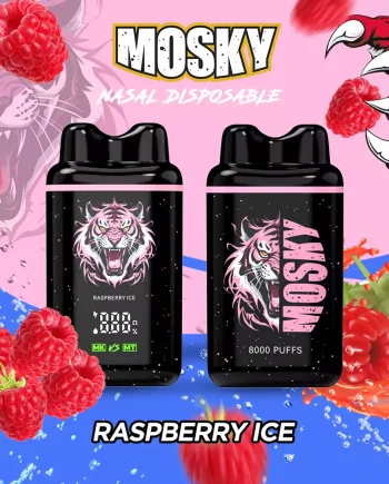 MOSKY NASAL 8000 Puffs Raspberry Ice Disposable Vape – Low Nicotine, Rechargeable, Authentic & Original – Buy Online from Australia’s Leading Vape Warehouse