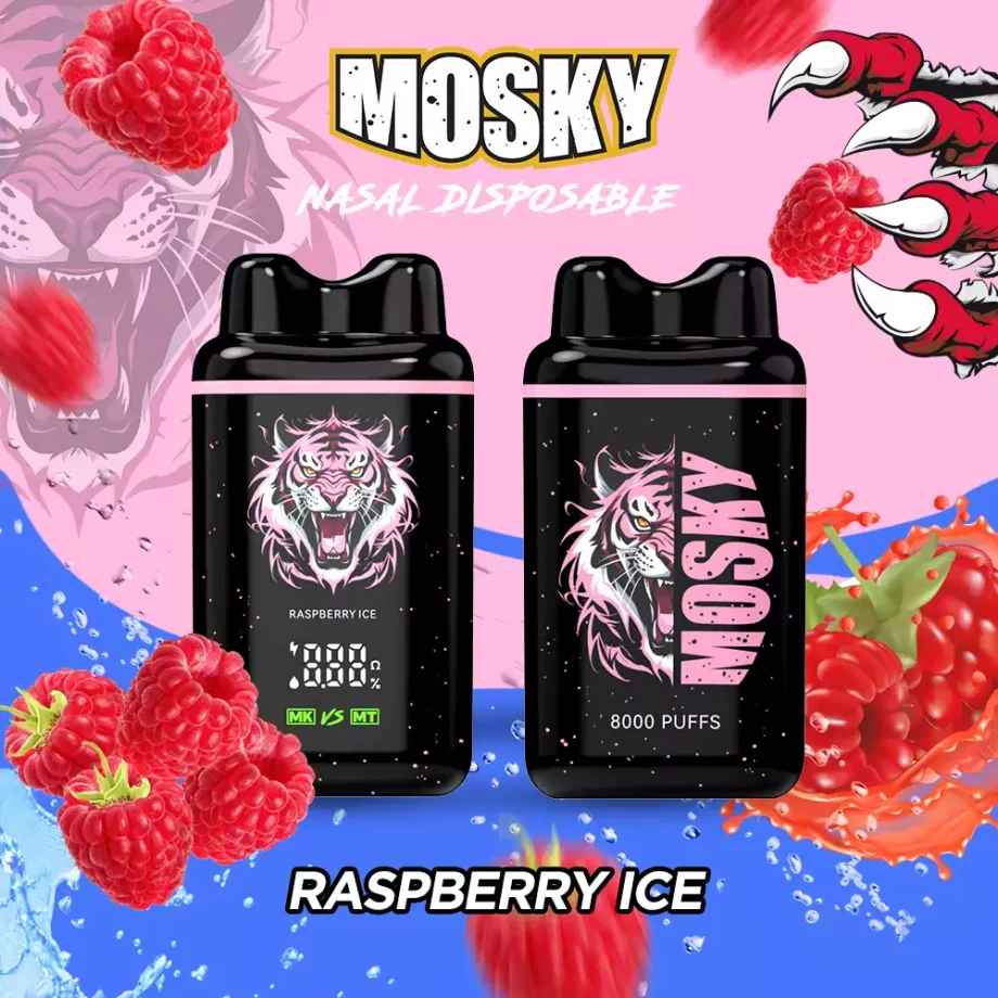 MOSKY NASAL 8000 Puffs Raspberry Ice Disposable Vape – Low Nicotine, Rechargeable, Authentic & Original – Buy Online from Australia’s Leading Vape Warehouse