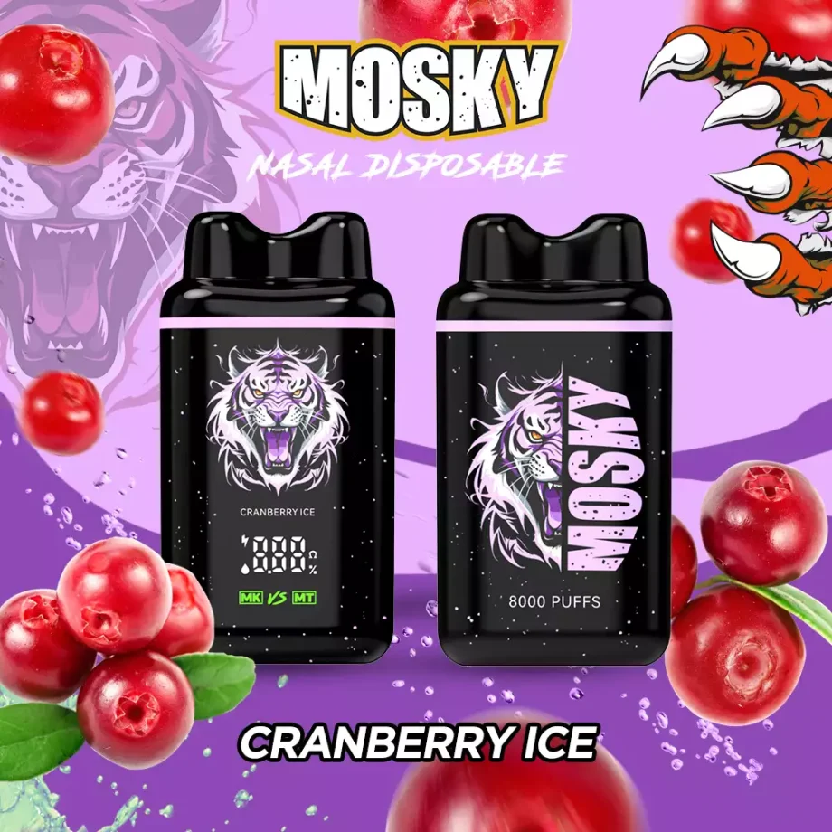 MOSKY NASAL 8000 Puffs Cranberry Ice Disposable Vape – Low Nicotine, Rechargeable, Authentic & Original – Buy Online from Oz Ecig, Australia’s Leading Vape Warehouse