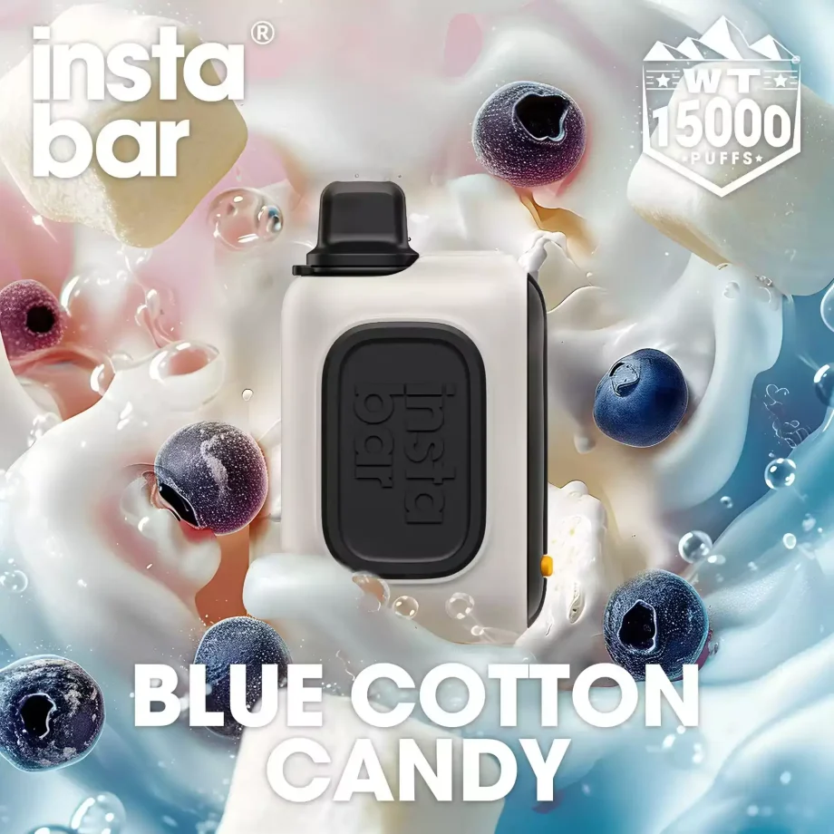 INSTABAR WT15000 Puffs Blue Cotton Candy – Authentic Rechargeable Disposable Vape Pen with Low Nicotine – Buy Online at Oz Ecig, Australia’s Trusted Vape Store