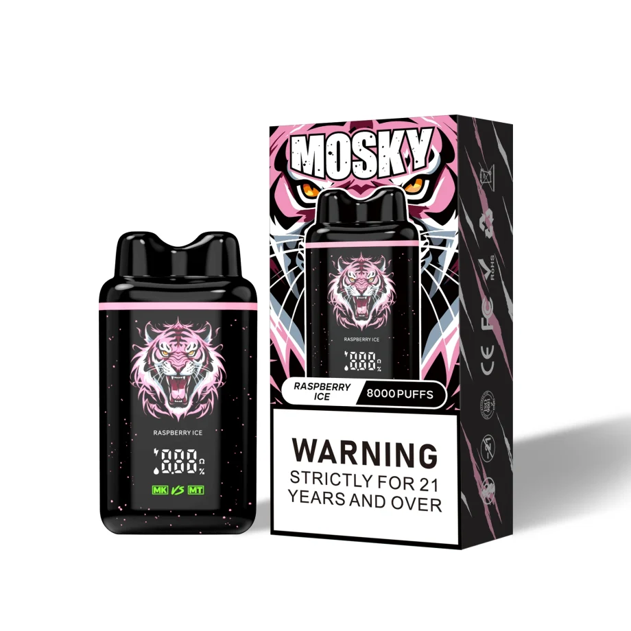 MOSKY NASAL 8000 Puffs Raspberry Ice Disposable Vape Australia OZeCig