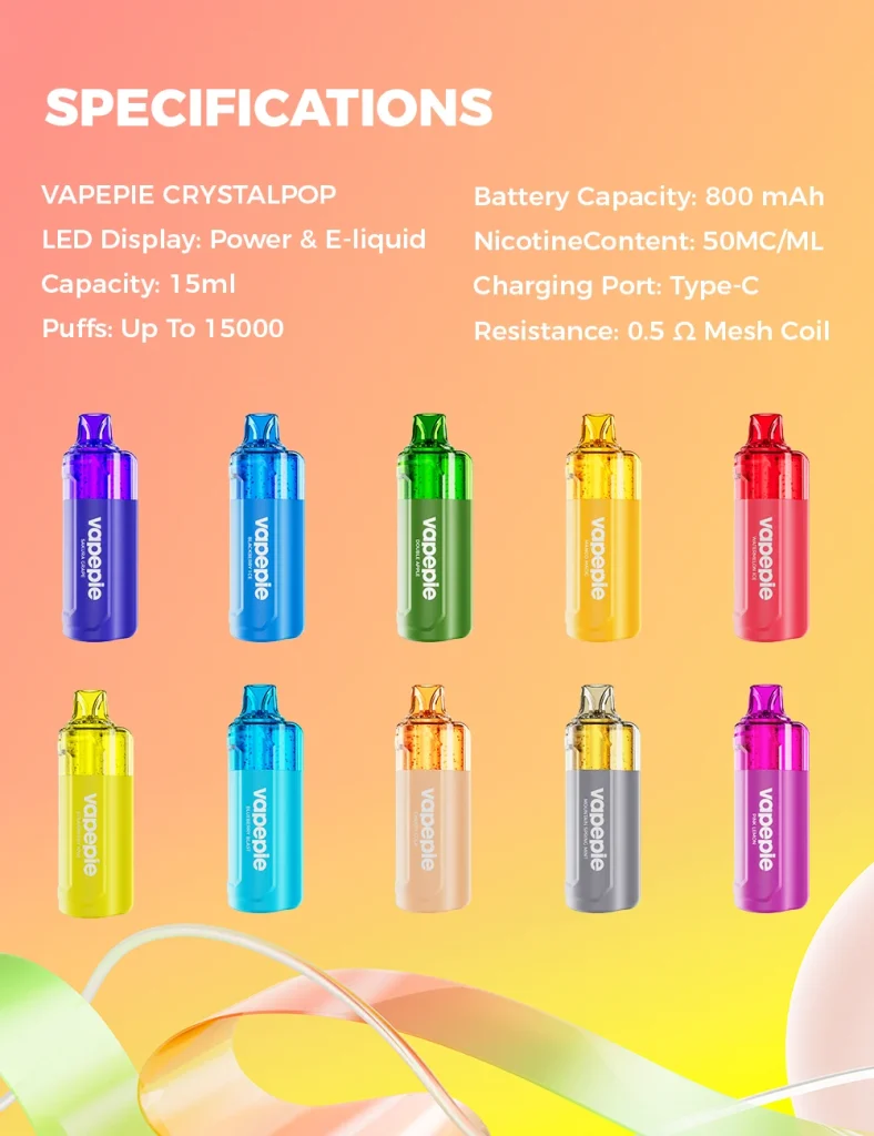 7 - VAPEPIE Crystal Pop 15000 PUFFS Watermelon Ice Disposable Vape Australia OZeCig